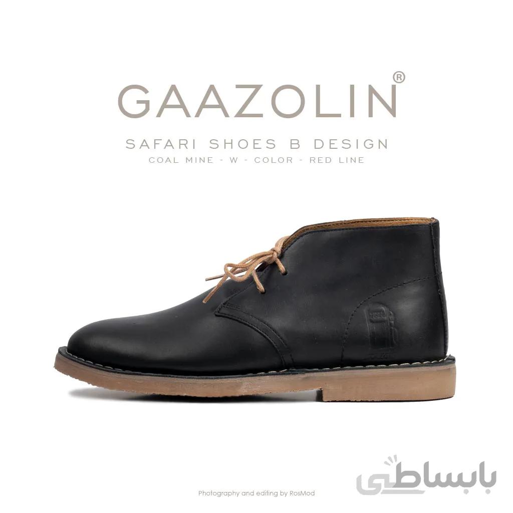 کفش صحرایی سافاری گازولین مشکی شِبرو – GAAZOLIN Safari Veldskoen B Design Coal Mine W
