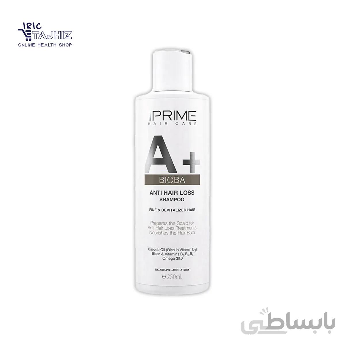 شامپو ضد ریزش و تقویت کننده پریم مدل A+ Bioba حجم ۲۵۰ میلی لیتر ا prime Antiperspirant Shampoo Model A + Bioba 250ml