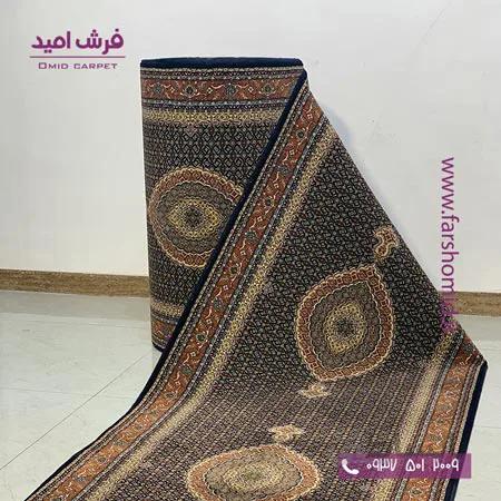 فرش کناره و فرش پله 700 شانه سلطان ماهی تبریز سرمه ای قالی کشمیر