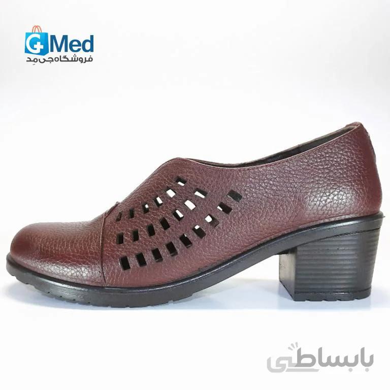 کفش چرم طبی زنانه جی اف اس کد ۴۲۰ رنگ زرشکی