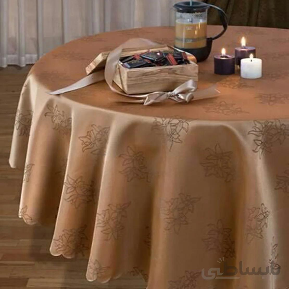 رومیزی ساتن ژاگارد 10 نفره مستطیل 280*150 ارکیده کرم