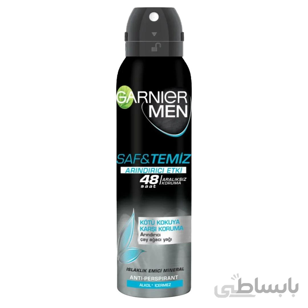 اسپری دئودورانت مردانه گارنیه مدل Saf ve Temiz حجم 150 میل ا Garnier Men Saf ve Temiz Deodorant Spray 150 ml
