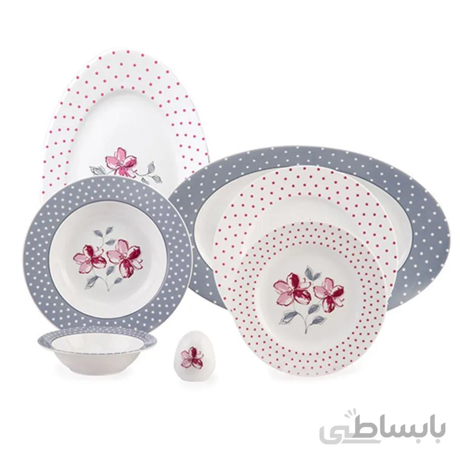 سرویس چینی ۲۸ پارچه چینی زرین سری ایتالیا اف مدل والنسیا ارغوانی