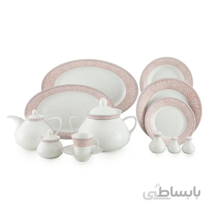 سرویس چینی 108 پارچه 12 نفره ورونا صورتی
