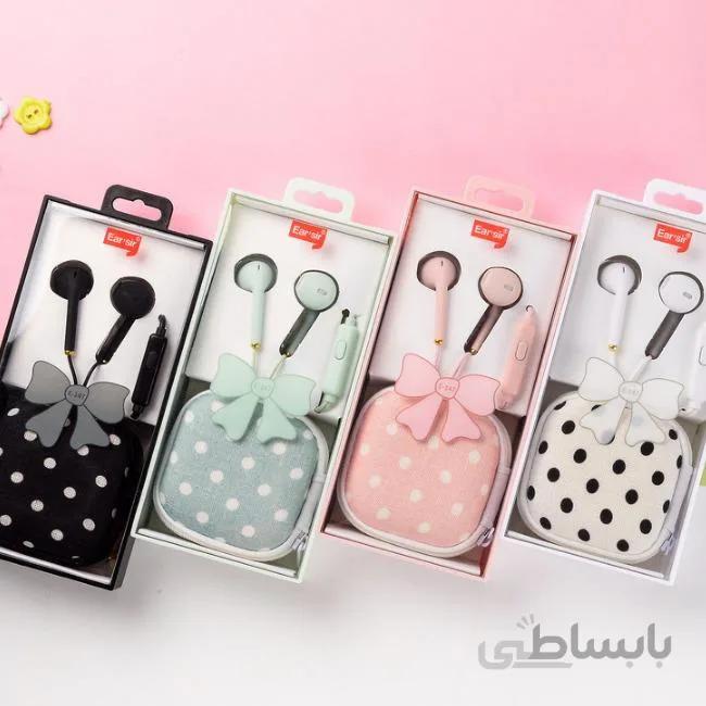 هندزفری فانتزی با کیف خال خالی مدل Earsir E147 ا Dotted handsfree model E147