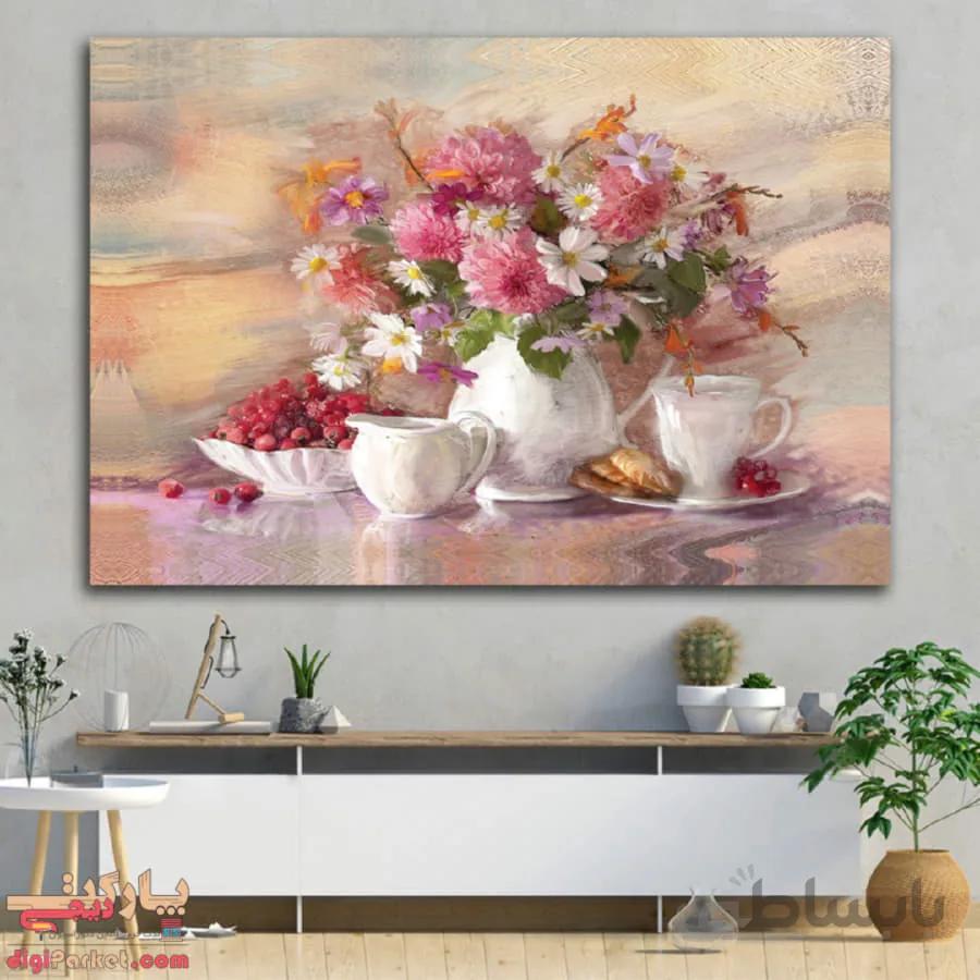 تابلو بوم نقاشی گل کد paint-14 ا flower paint panel canvas and chassis