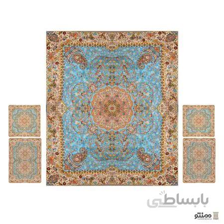 روتختی 5 تکه ترمه نگین خاتم طرح افشار رنگ آبی