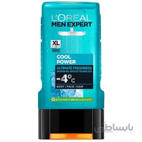 شامپو سر و بدن لورال Loreal اصل انگلیس مدل cool power حجم ۳۰۰ میل ا Loreal Men Expert cool power Shower Gel, 300ml
