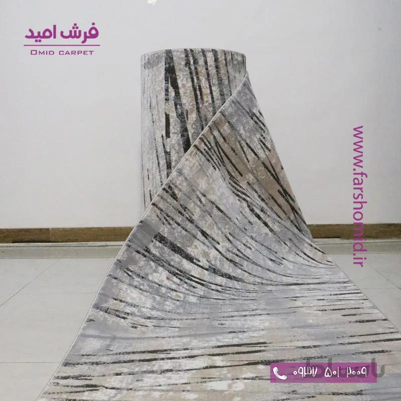 فرش کناره و فرش پله مدرن و پتینه کد 41944n نقره ای فرش سیزان