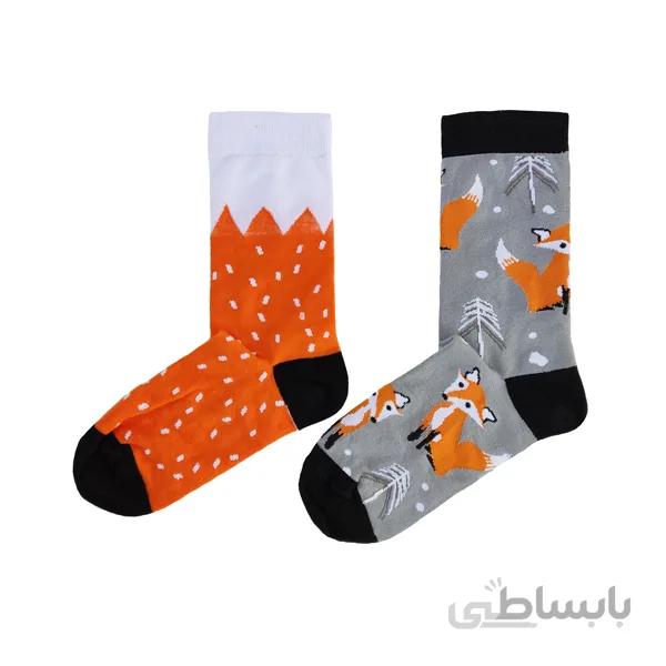 جوراب لنگه به لنگه زنانه طرح روباه کد ph571