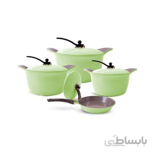 سری قابلمه ۸ پارچه سرامیک سبز عرشیا مدل CO116-1961