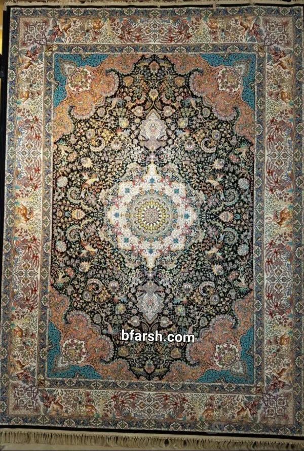 فرش کاشان 1200 شانه طرح بنفشه