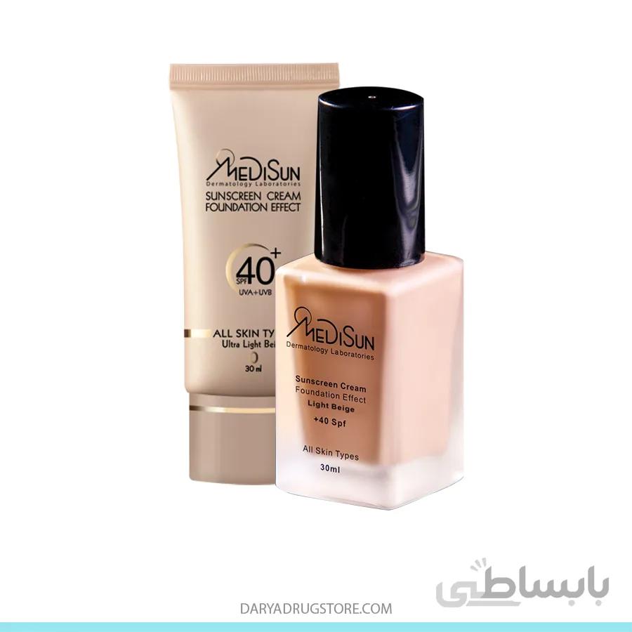 کرم ضدآفتاب کرم پودری بژ طبیعی SPF40 مدیسان