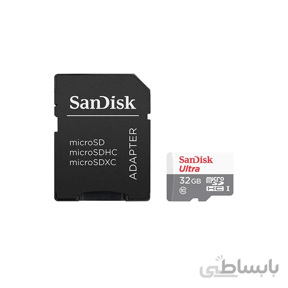 microSDHC Card With Adapter Sandisk Ultra A1 UHS-I U1 Class 10 98MBps 32GB ا کارت حافظه microSDHC سن دیسک Ultra A1 کلاس 10 استاندارد UHS-I U1 سرعت 98MBps ظرفیت 32 گیگابایت به همراه آداپتور SD