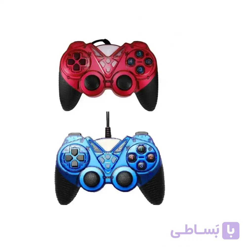 دسته بازی دوبل شوک دار PC/MAC 9062 آبی-قرمز