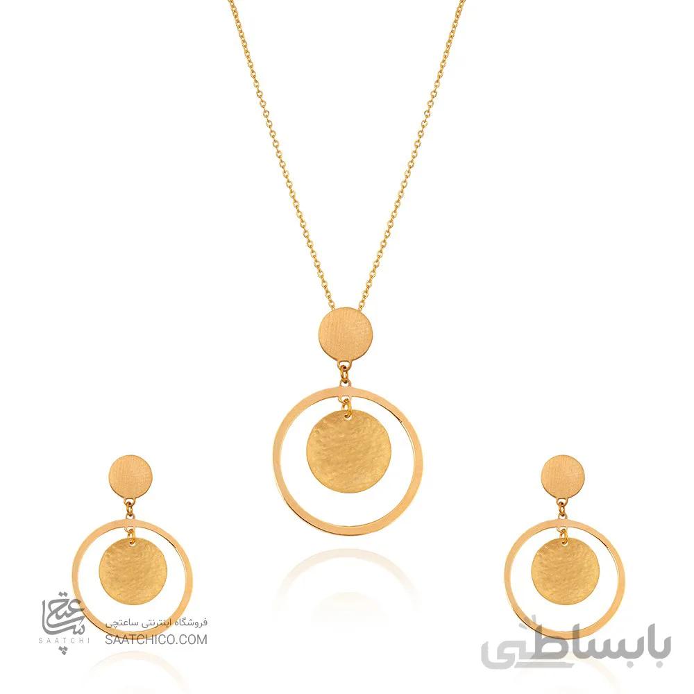 نیم ست طلا طرح دایره چکشی کد LS611
