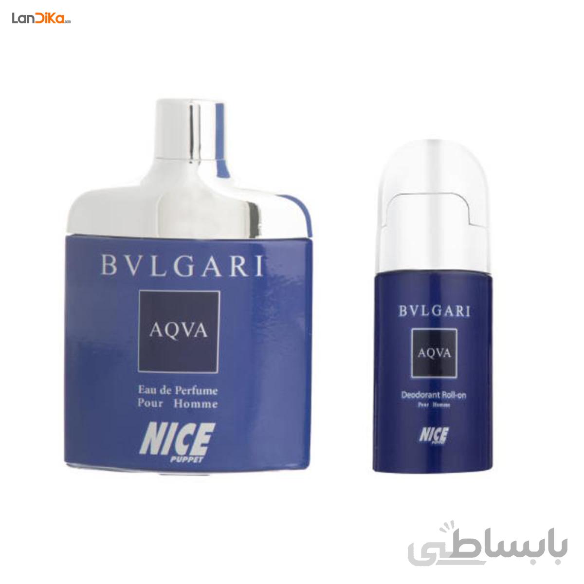 ادو پرفیوم مردانه نایس مدل Bvlgari Aqva Pour Homme حجم 85 میلی لیتر به همراه رول ضد تعریق ا Nice Bvlgari Aqva Pour Homme Eau De Perfume For Men 85ml