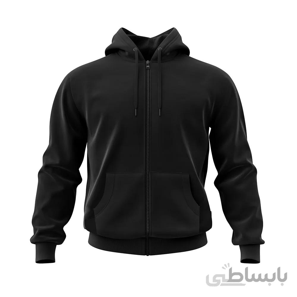 سویشرت زیپدار مشکی پنبه ای