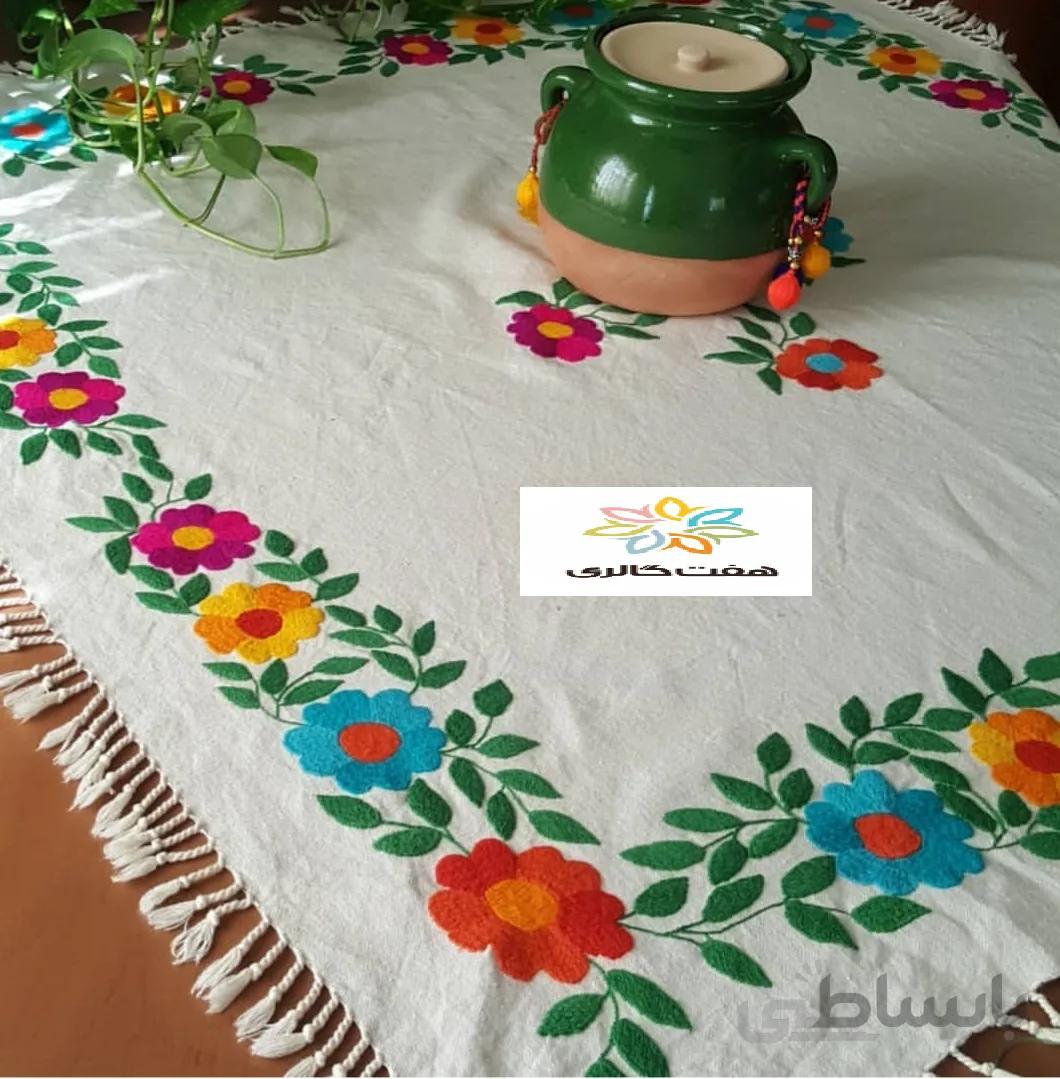رومیزی چهارگوش بخارادوزی کد ۱۰۱۸۰۳