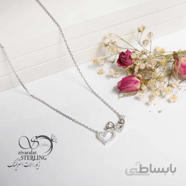 گردنبند نقره زنانه طرح 2 قلب
