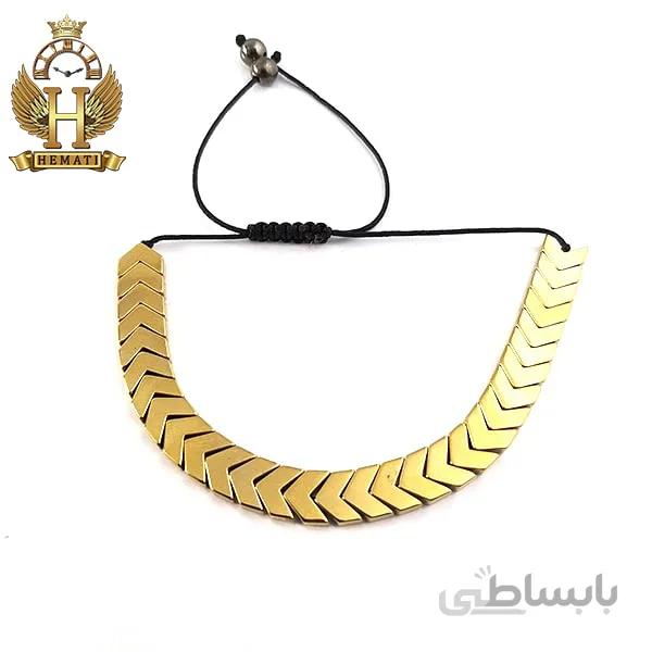 دستبند بافت با سنگ حدید DDD1200 طلایی
