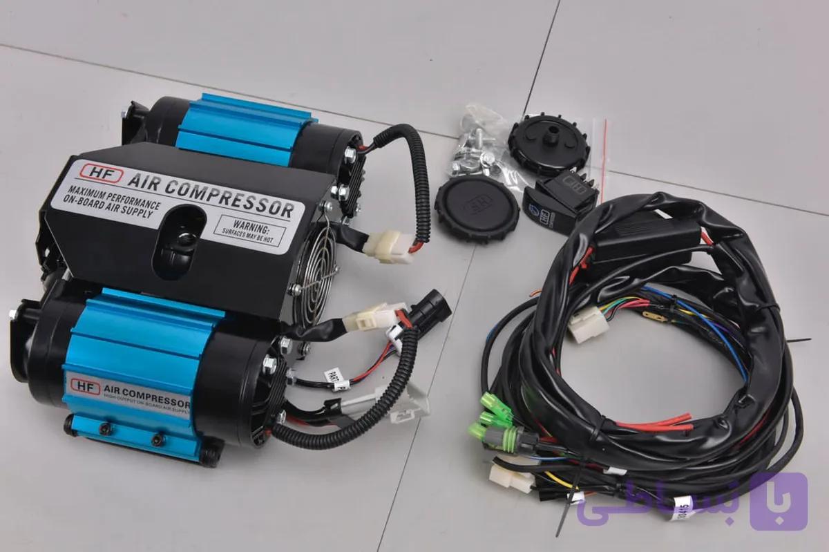 کمپرسور هوا HF دو سیلندر-HF HIGH OUTPUT AIR COMPRESSOR TWIN همراه شلنگ