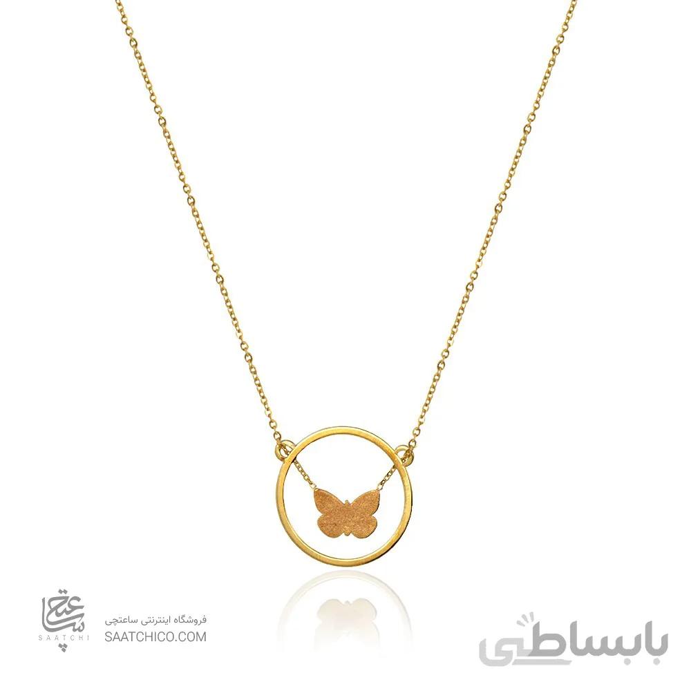 گردنبند طلا زنانه با پروانه دو رو کد LN822