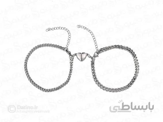 دستبند جفت مگنتی طرح قلب استیل 12285