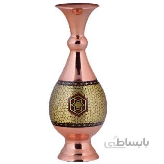 گلدان مسی خاتم کاری اثر آقاجانی ارتفاع 20 سانتی متر کد C-515