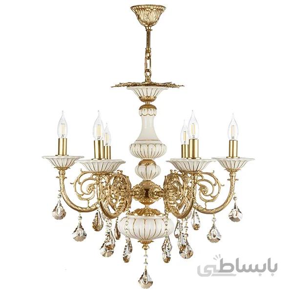 لوستر برنزی شش شاخه چشمه نور مدل 2932