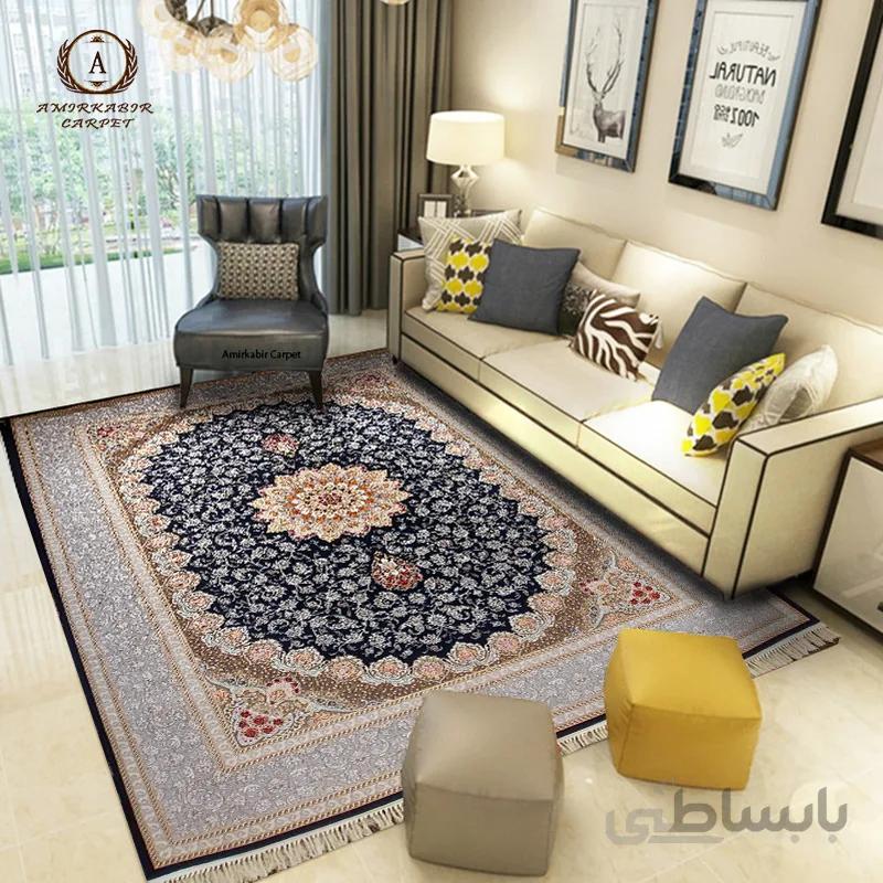 فرش ۷۰۰ شانه طرح نازنین سرمه ای