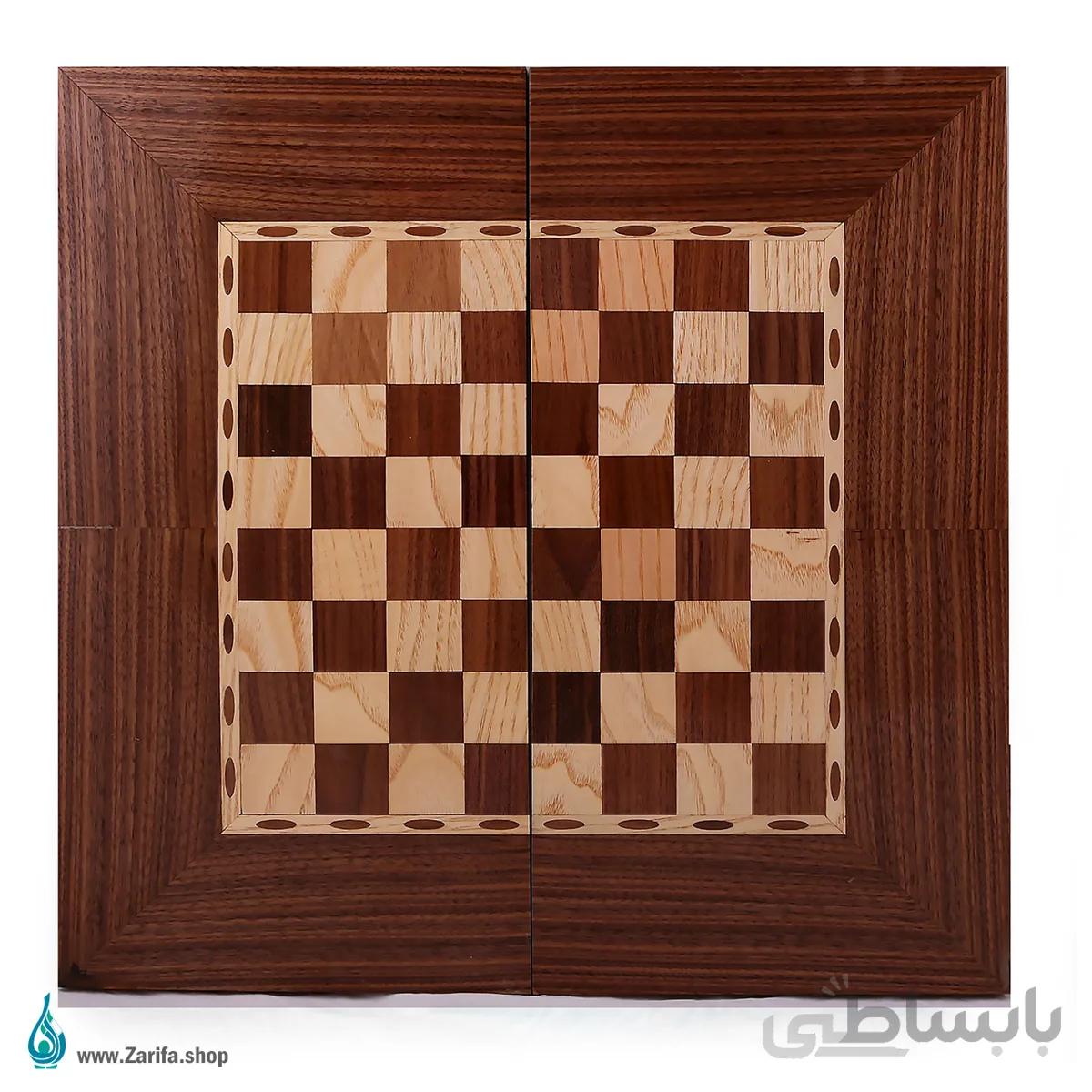 تخته نرد و شطرنج با روکش گردو سایز ۵۰ در ۵۰