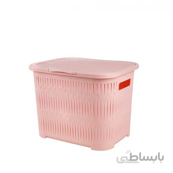 سبد رخت لیمون طرح بامبو مدل درب دار کوتاه