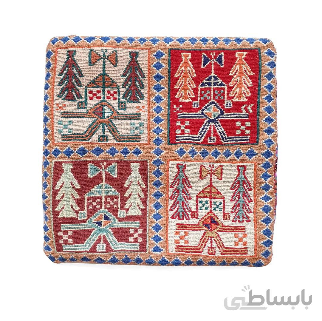 کوسن گلیم سوزنی طرح کاشی 2 - 40×40 سانتی