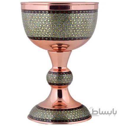 سنگاب مسی خاتم کاری اثر آقاجانی ارتفاع 28 سانتی متر کدC-526