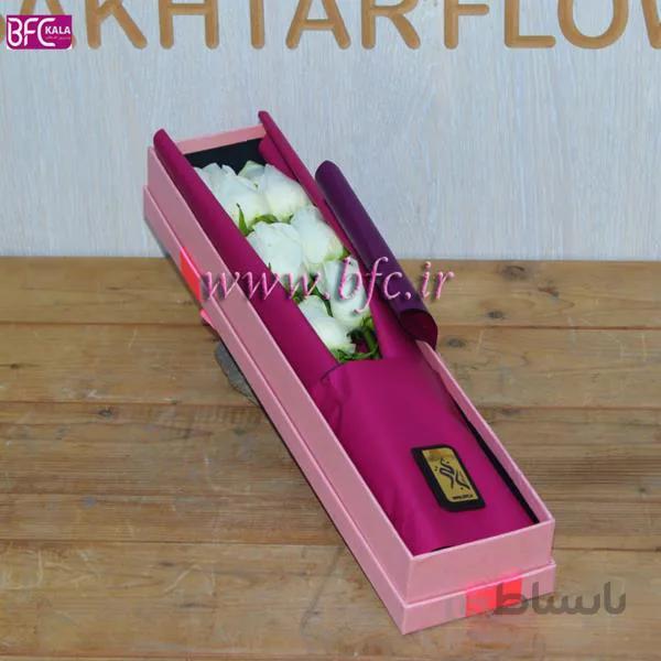 باکس گل جعبه کادویی با گل رز هلندی سفید