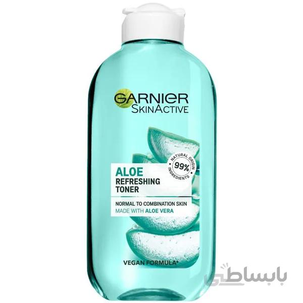 محلول پاک کننده آرایش صورت گارنیه سری Skin Active مدل Aloe حجم 200 میلی لیتر ا Garnier Aloe Toner