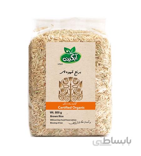 برنج قهوه ای آبگینه طارم محلی حجم 800 گرم