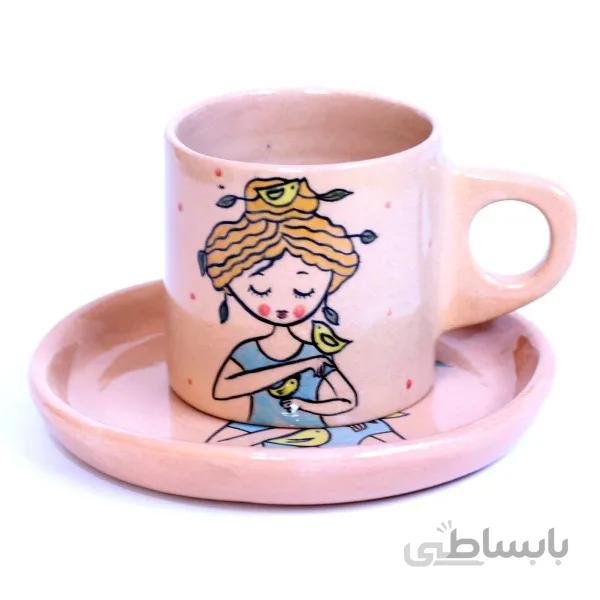 ست بشقاب و ماگ سرامیکی دستساز طرح دوستی