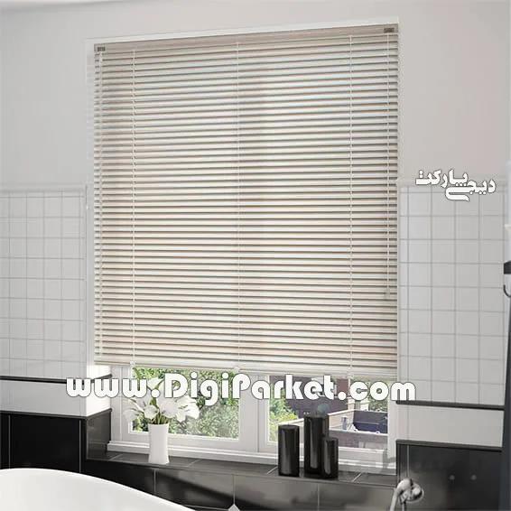 پرده کرکره فلزی طرح چوب کرم ۱۶ میلیمتری P83