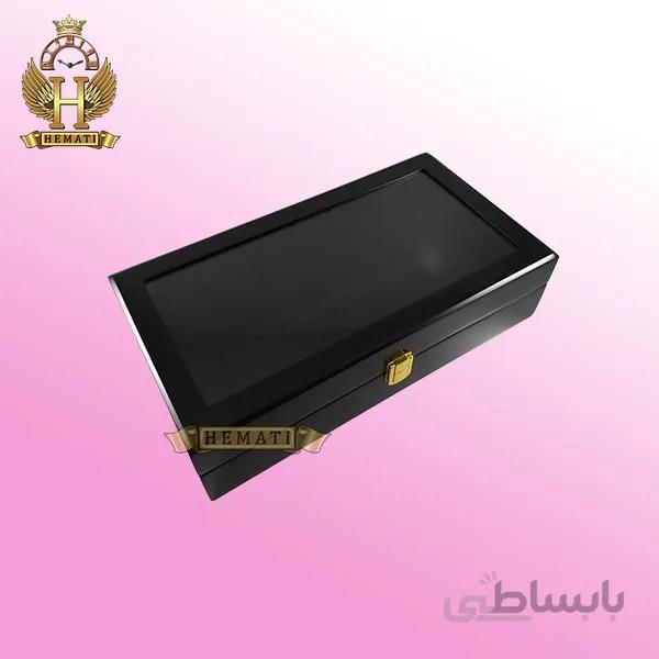 جعبه ساعت لوکس کلکسیونی چوبی ۱۲تایی رنگ مشکی box12103