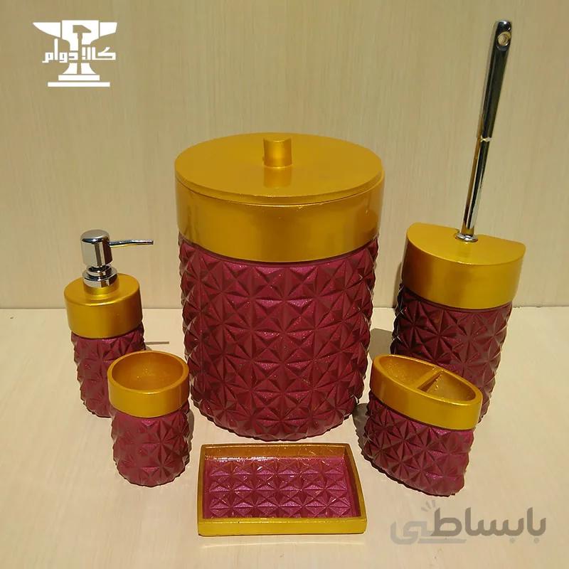 ست سرویس بهداشتی لبه طلایی | رزینی و ۶ پارچه