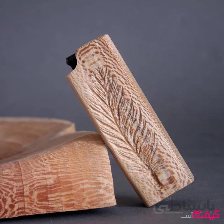 فندک چوبی اتمی طرح پر حکاکی شده