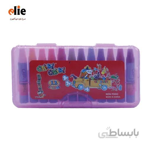 مداد شمعی 12 رنگ چیکی چیکی جعبه طلقی