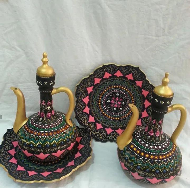 ست بشقاب و گلاب پاش سفالی کد ۱۰۸۴۷