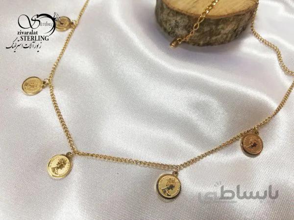 گردنبند استیل زنانه طرح سکه الیزابت
