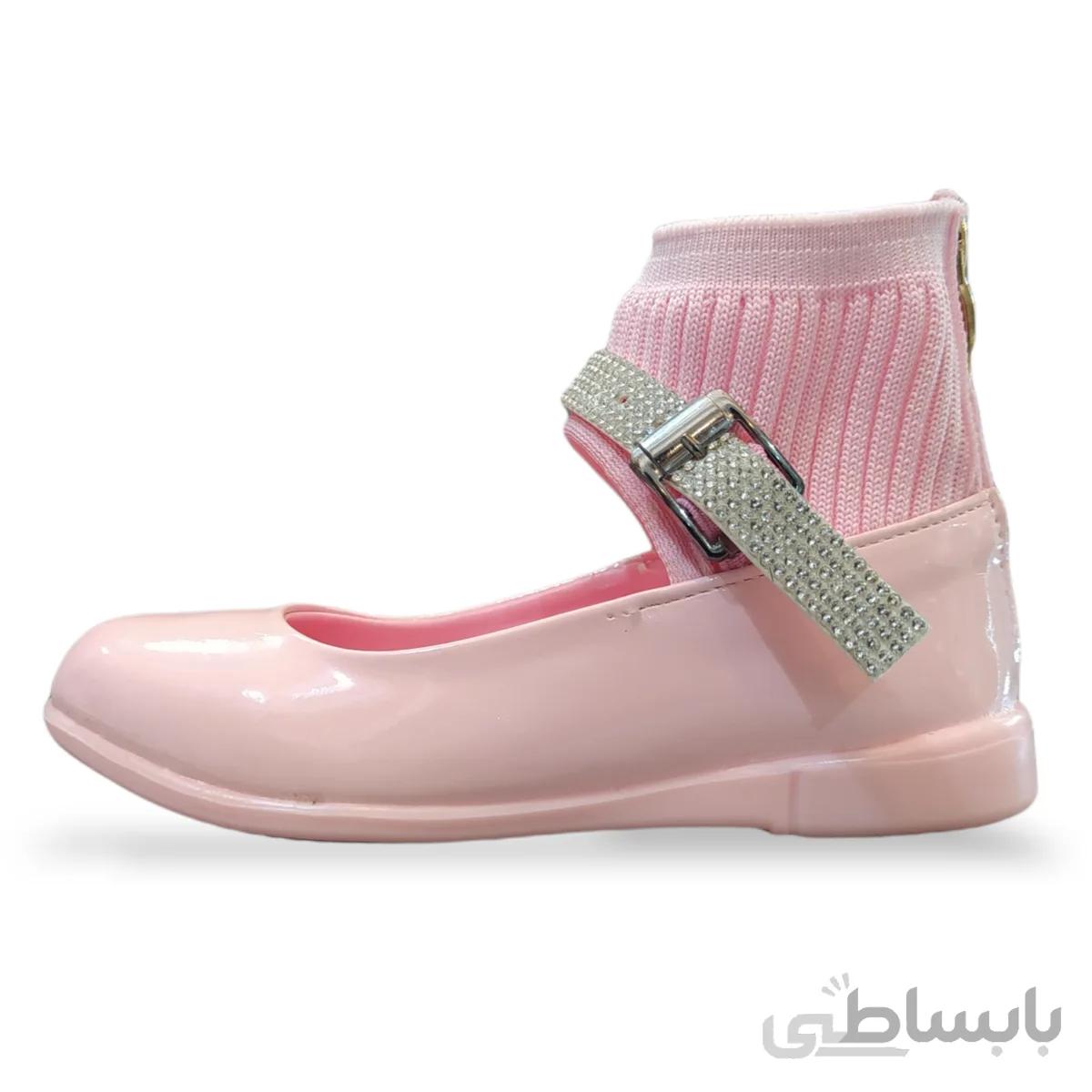 کفش دخترانه مدل مجلسی کشبافتی صورتی