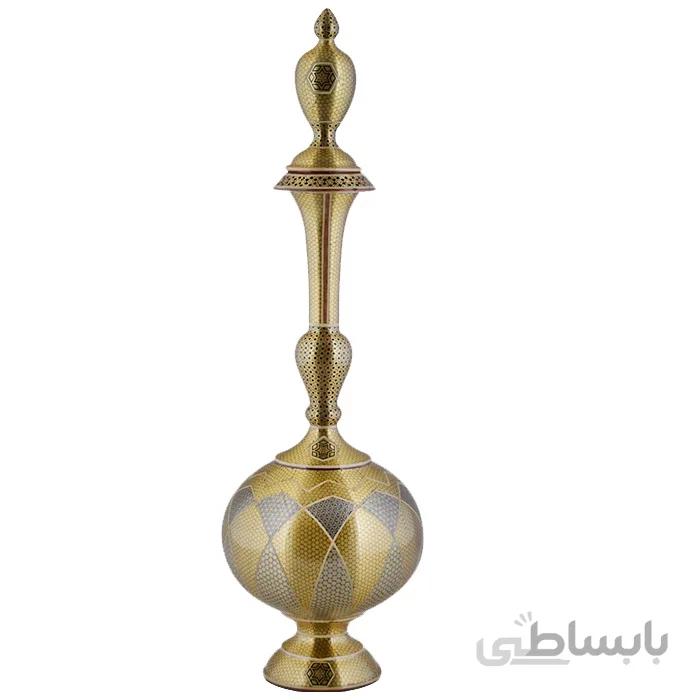 تنگ مسی خاتم کاری اثر آقاجانی ارتفاع 57 سانتی متر کدC-538