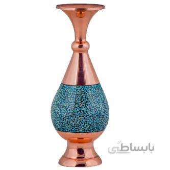 گلدان فیروزه کوب اثر اقاجانی ارتفاع 20 سانتی متر کد GF 43