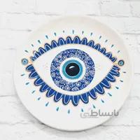 بشقاب سرامیکی دستساز چشم نظر گرد طرح ۱۸